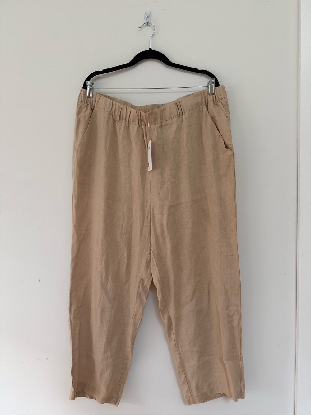 Quince Wide-Leg Linen Pants in Tan